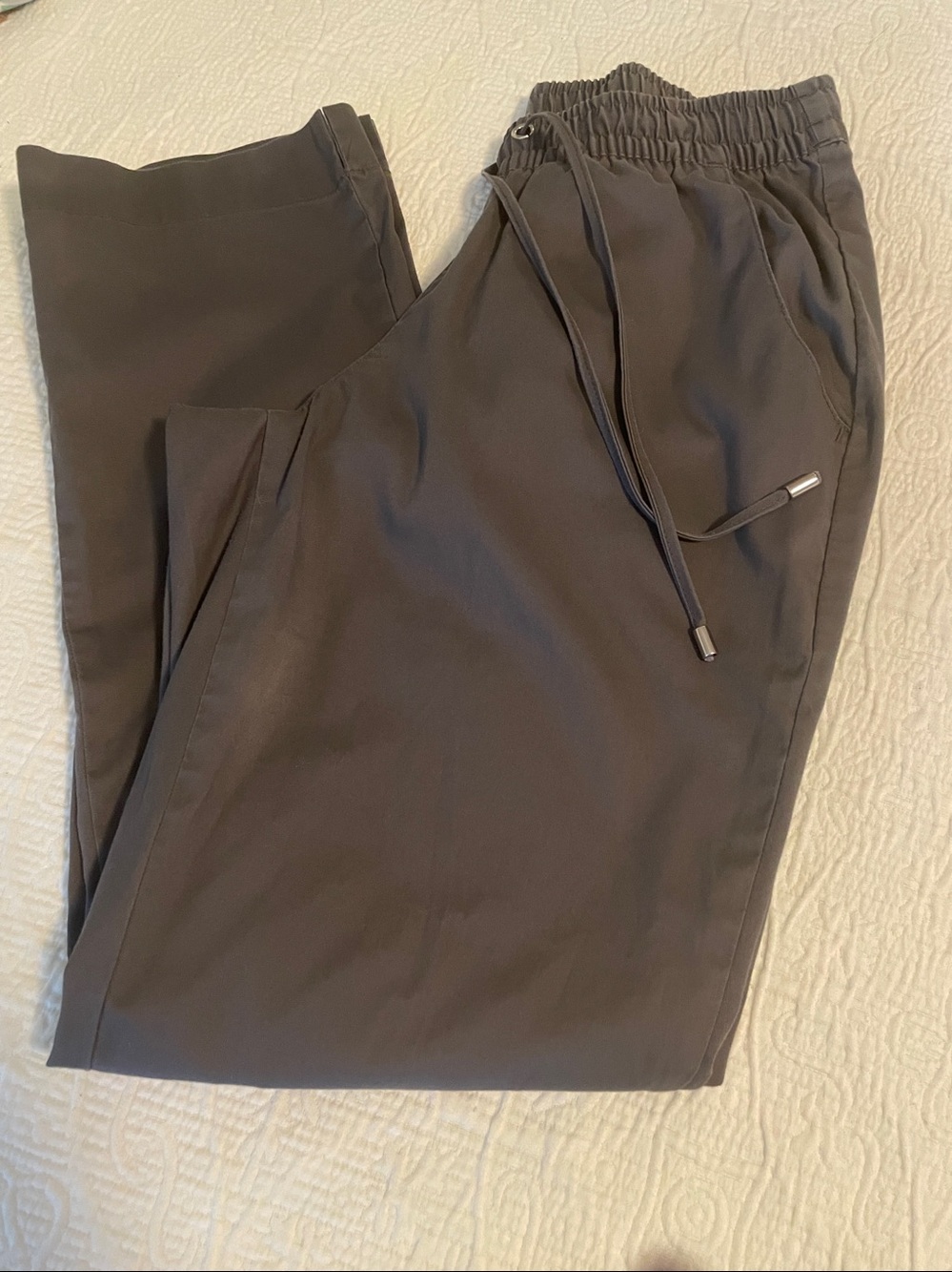 Butter Soft brand, gray scrub pants with drawstring.  Size S